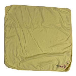 Carters Yellow Cotton Flower Floral Embroiderery Vtg Baby Blanket Lovey Pink